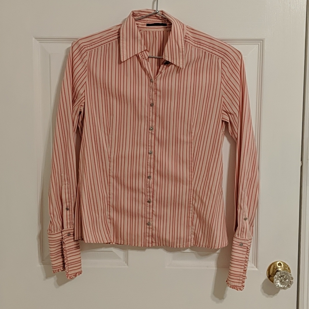 Elie Tahari Pink Striped Dress Shirt - XS - Picture 6 of 7